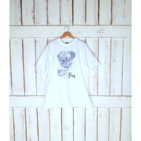 White Pug dog graphic tee - XL - Picture 1 of 5